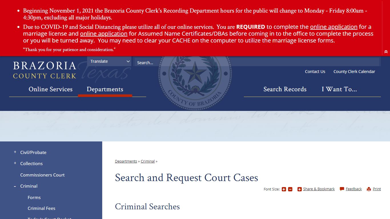 Search and Request Court Cases | Brazoria County Clerk